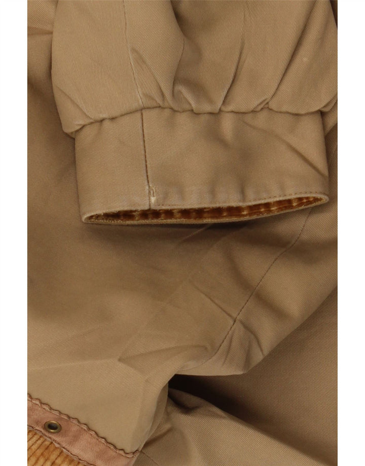 VINTAGE Abrigo cortavientos para mujer Reino Unido 16 Bloque de color marrón grande