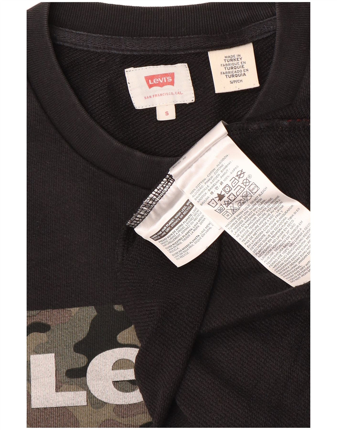 Levi's Hombre Sudadera Gráfica Jersey Pequeño Algodón Negro