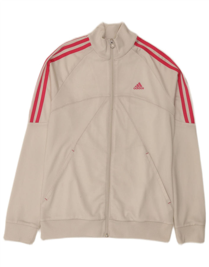 Adidas - Chaqueta de chándal gráfica para niña, 14-15 años, poliéster blanco