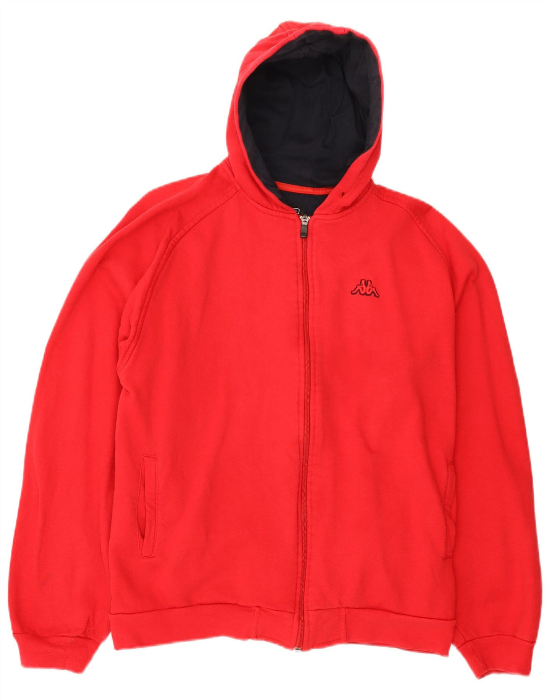 Kappa - Sudadera con capucha y cremallera para hombre, tamaño grande, algodón rojo