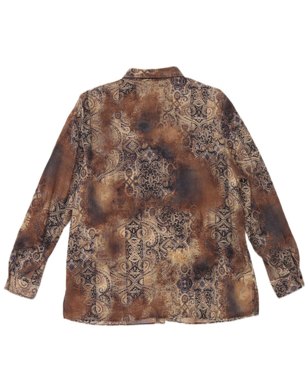 Camisa vintage de gran tamaño para mujer IT 44 Marrón medio Paisley Tencel