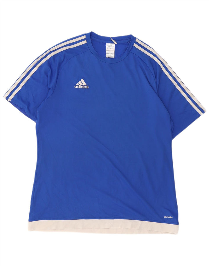 ADIDAS Camiseta Climalite para hombre Top grande azul color block poliéster