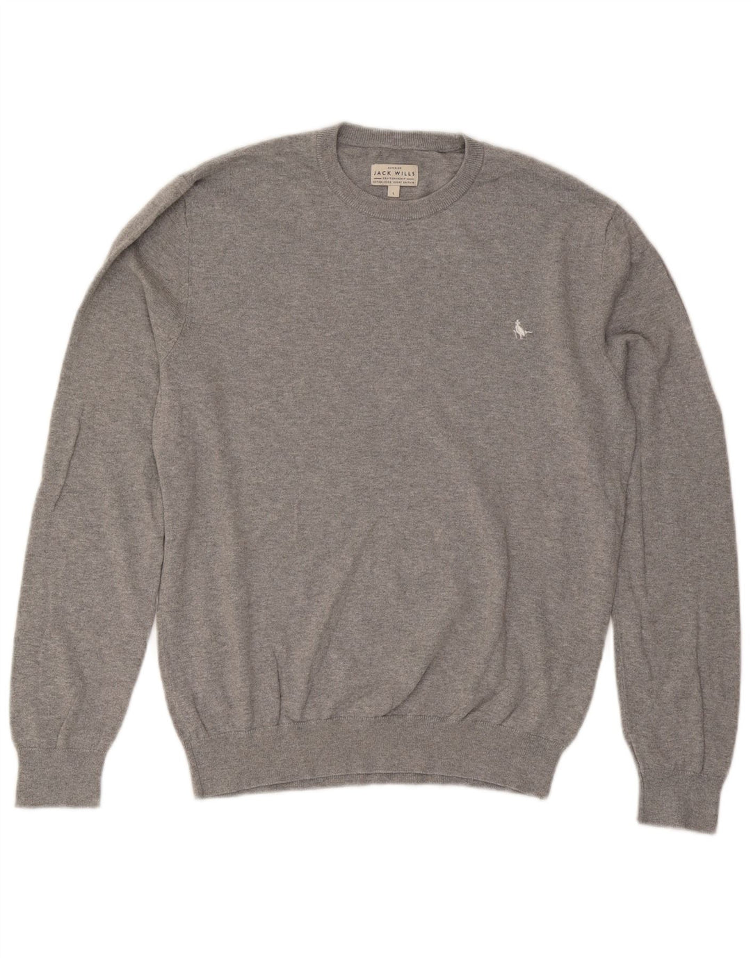 Jack Wills Jersey de cuello redondo para hombre, talla grande, algodón gris