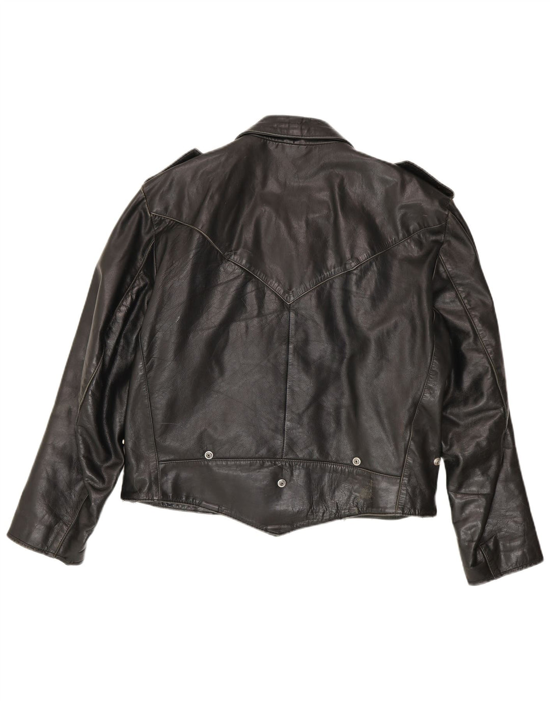 Vintage hombres chaqueta de cuero militar Reino Unido 42 XL negro