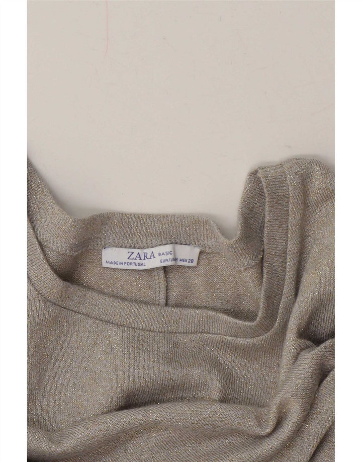Zara Blusa Corta Extragrande para Mujer UK 44 Medio Beige Moteado