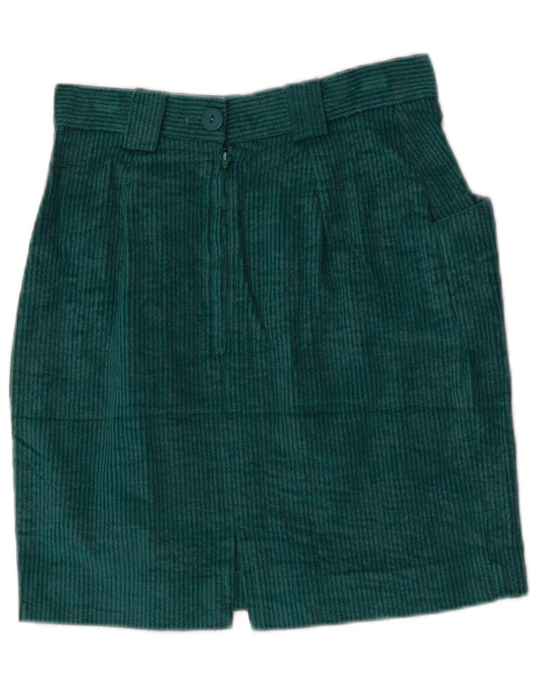 Falda de pana vintage para mujer IT 42 Mediana W26 Algodón verde