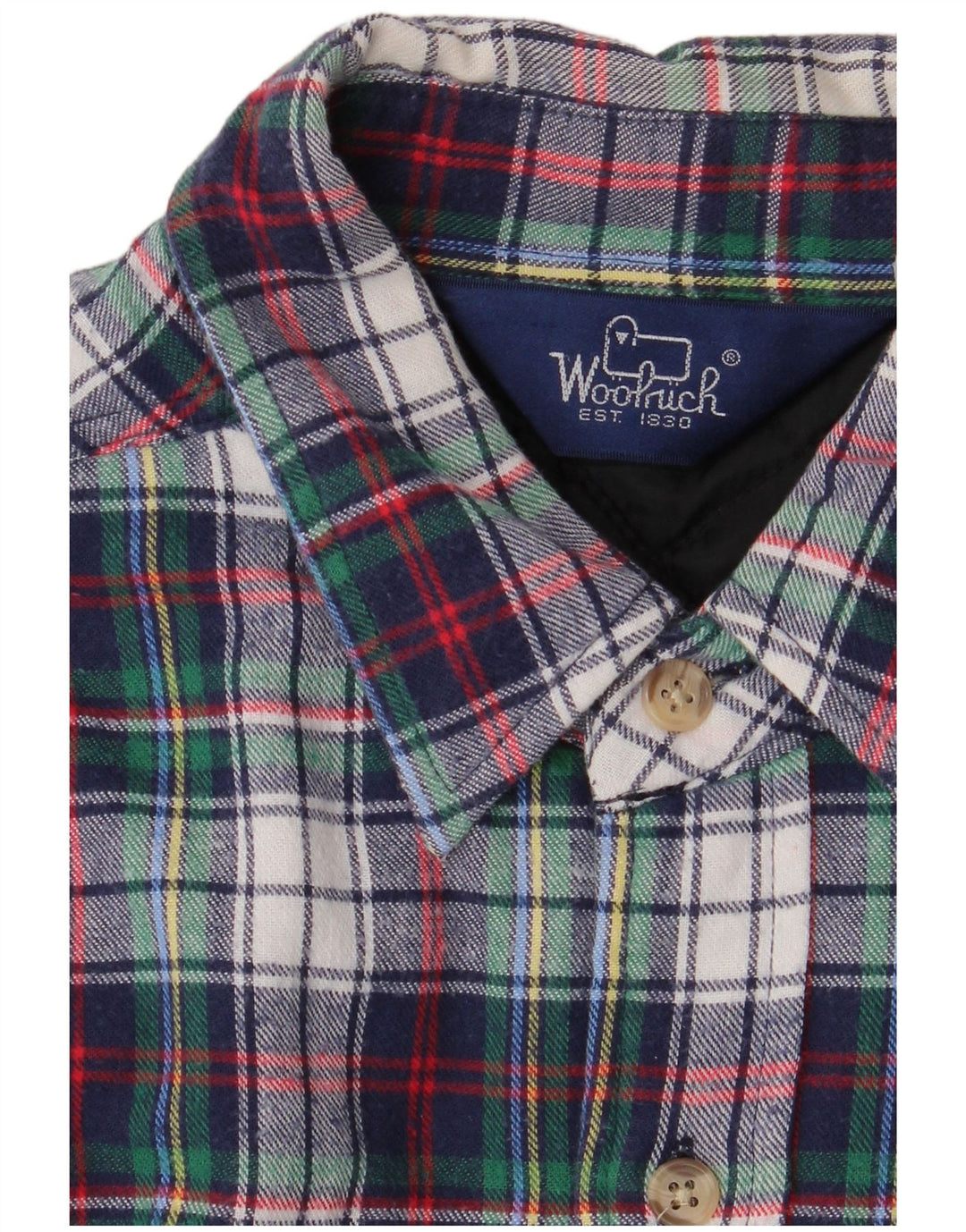 WOOLRICH Camisa de franela para hombre a cuadros grandes en azul marino