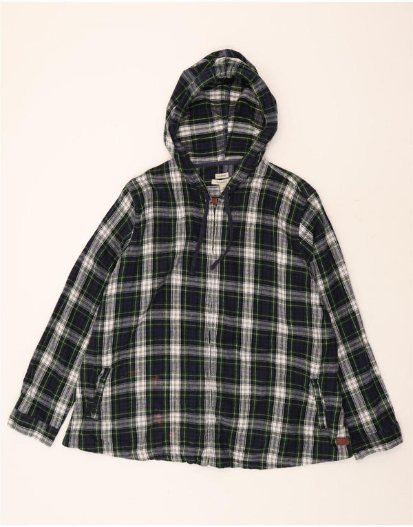 L.L.Bean Camisa de Franela con Capucha y Ajuste Relajado para Hombre 3XL Algodón a Cuadros Verdes