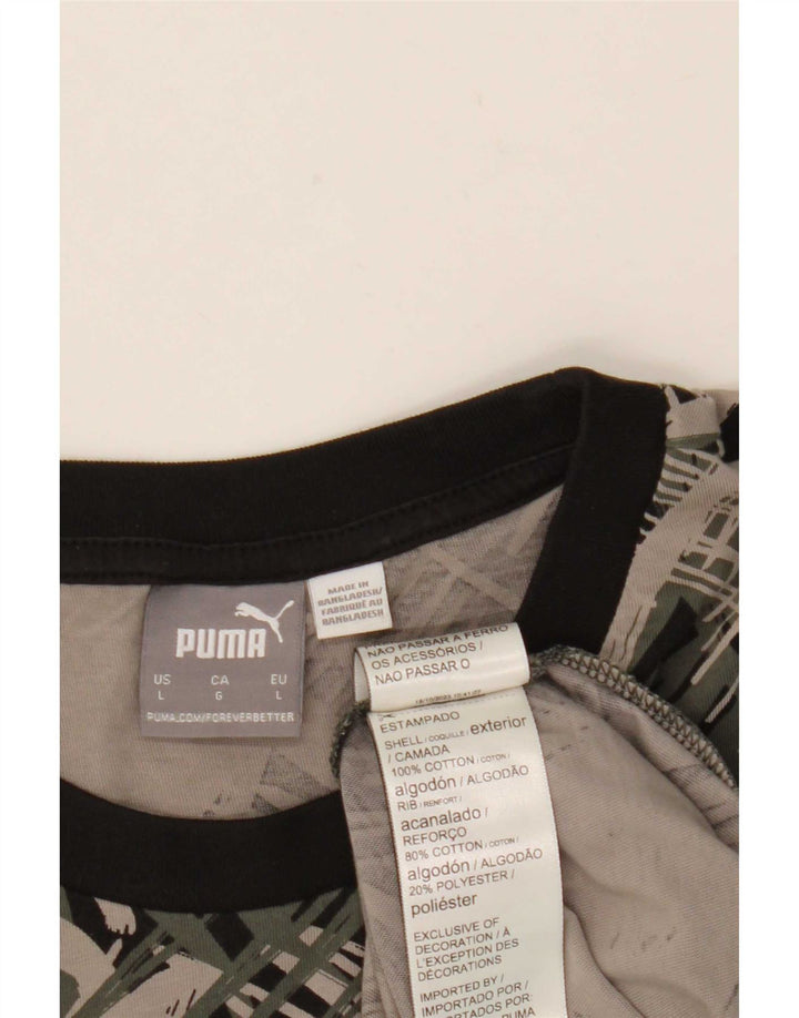 Puma Camiseta con estampado abstracto para hombre, talla grande, algodón negro
