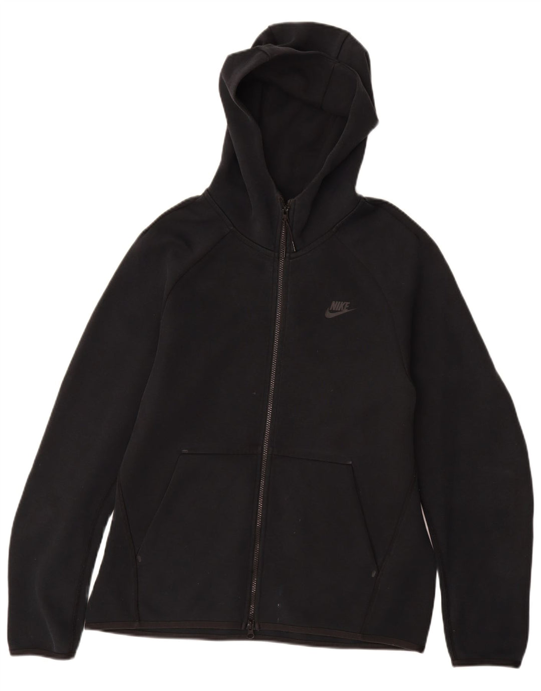 NIKE Sudadera con capucha y cremallera para hombre, algodón negro mediano