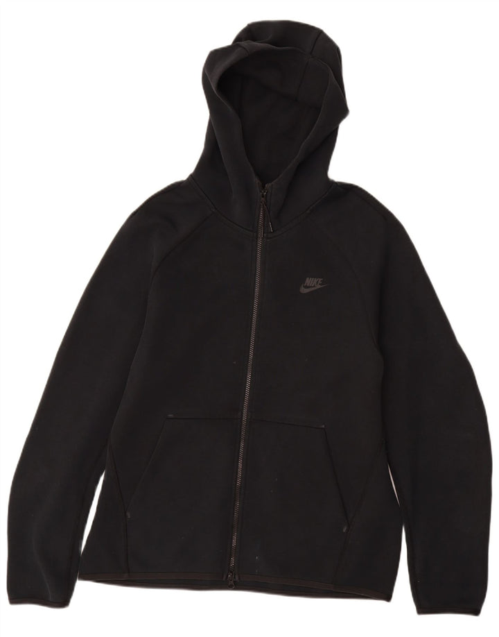 NIKE Sudadera con capucha y cremallera para hombre, algodón negro mediano
