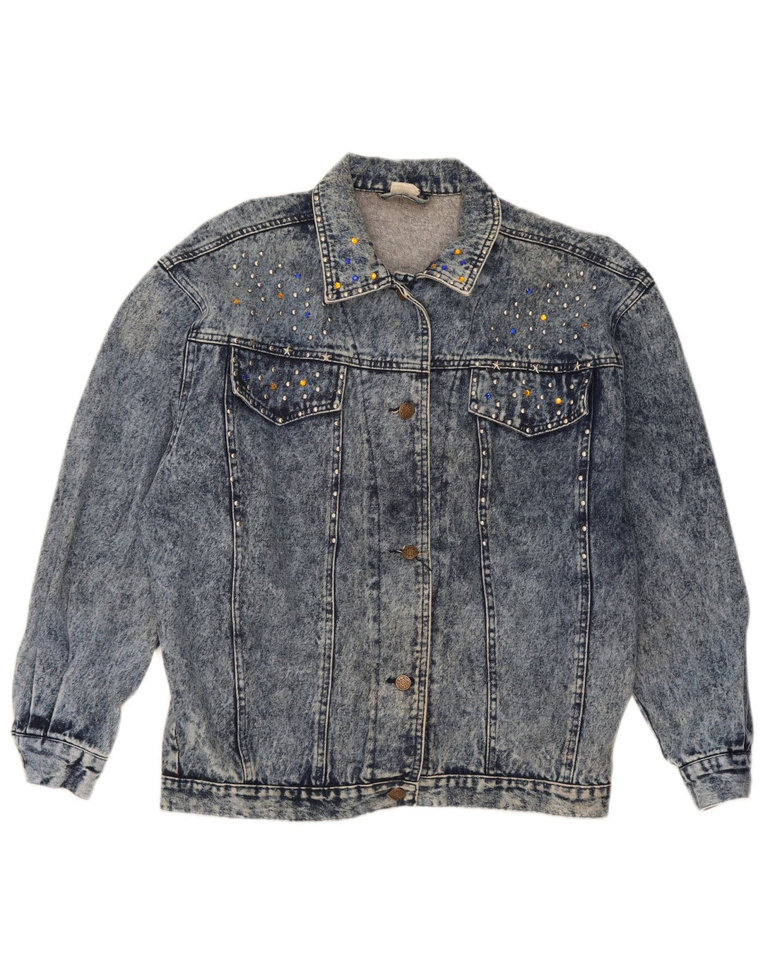 VINTAGE Womens Oversized Denim Jacket UK 20 2XL Blue Cotton