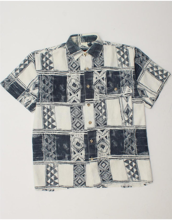 VINTAGE Camisa de manga corta para hombre Algodón patchwork multicolor medio
