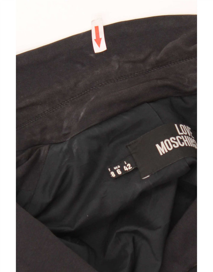 Moschino Mujer Crop Graphic 3 Botones Blazer Chaqueta UK 10 Small Negro