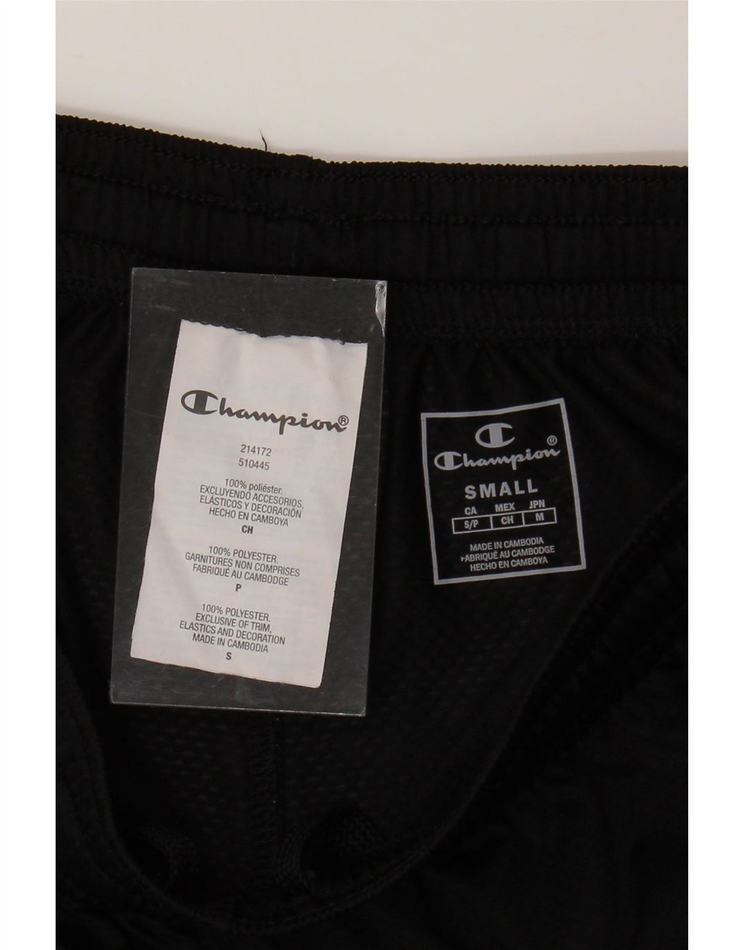 CHAMPION Pantalones cortos deportivos para hombre pequeño poliéster negro