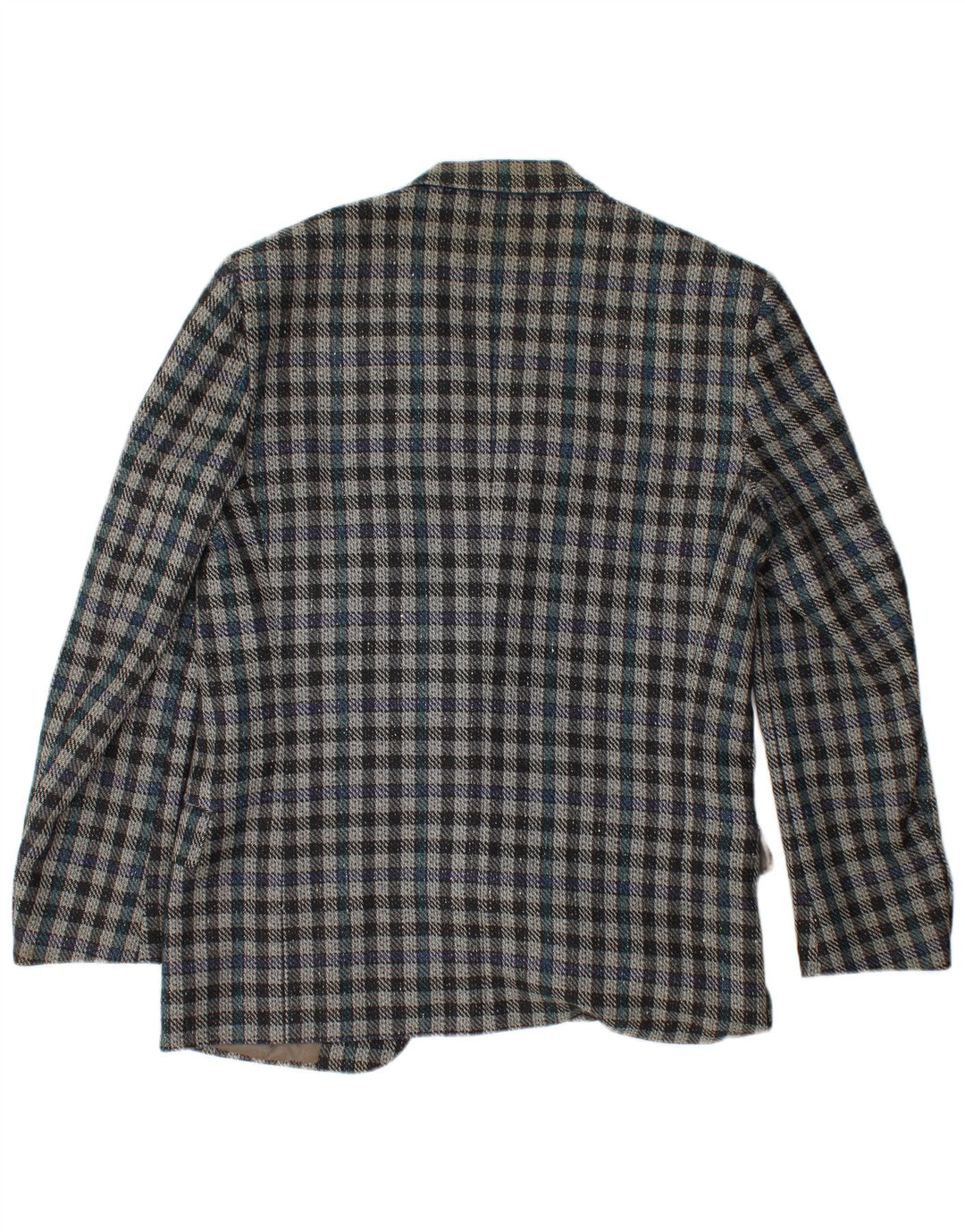 VALENTINO Chaqueta tipo blazer de 2 botones para hombre IT 50 Large Blue Check Lana virgen