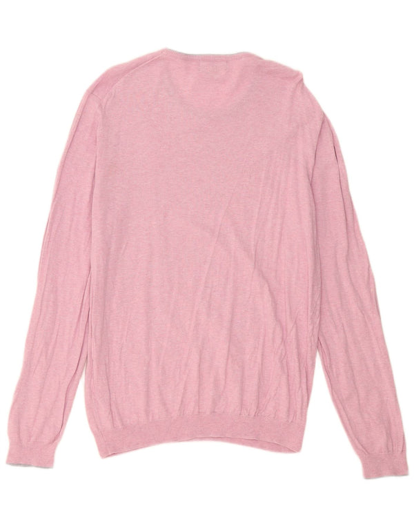 Marks & Spencer - Jersey para hombre con cuello barco, color azul, talla XL, algodón rosa