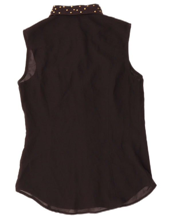 Benetton Blusa Camisera Sin Mangas Mujer EU 40 Small Negro