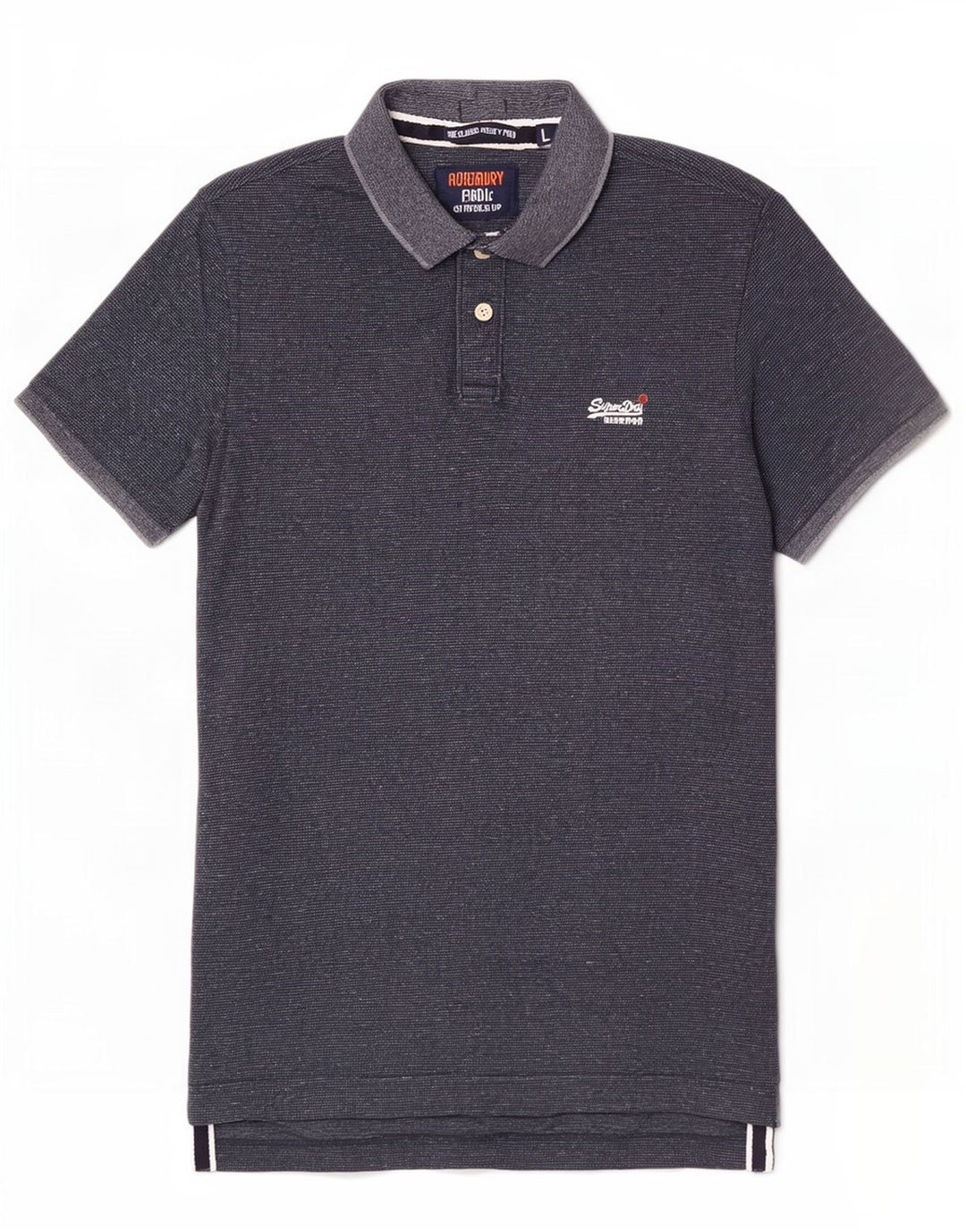 Superdry Polo para hombre de algodón moteado en azul marino grande