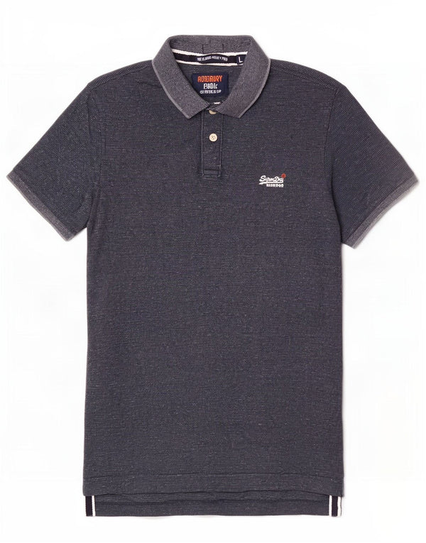 Superdry Polo para hombre de algodón moteado en azul marino grande