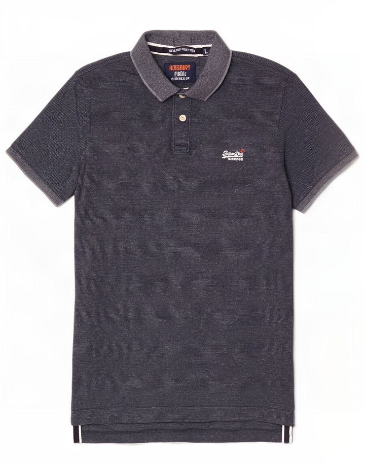 Superdry Polo para hombre de algodón moteado en azul marino grande