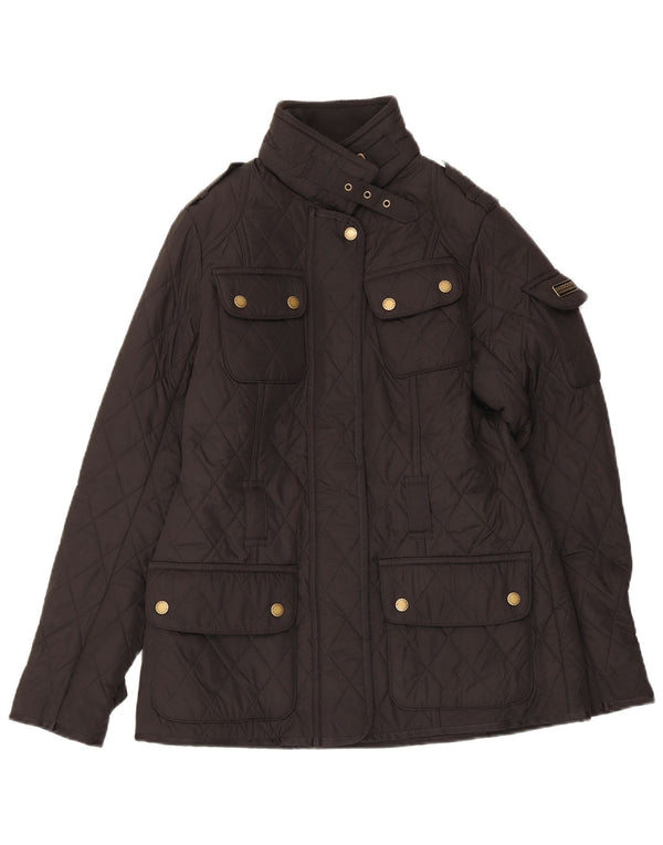 Barbour Chaqueta Acolchada Militar Para Mujer UK 10 Small Poliéster Negro