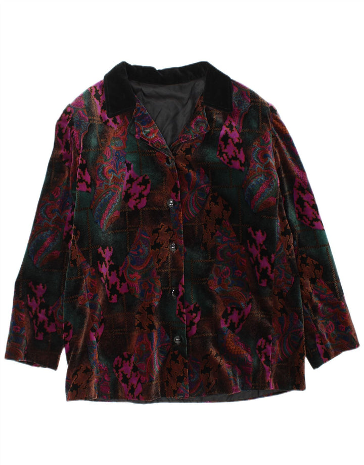 Vintage mujer 5 botones Blazer chaqueta Reino Unido 16 grande multicolor Paisley