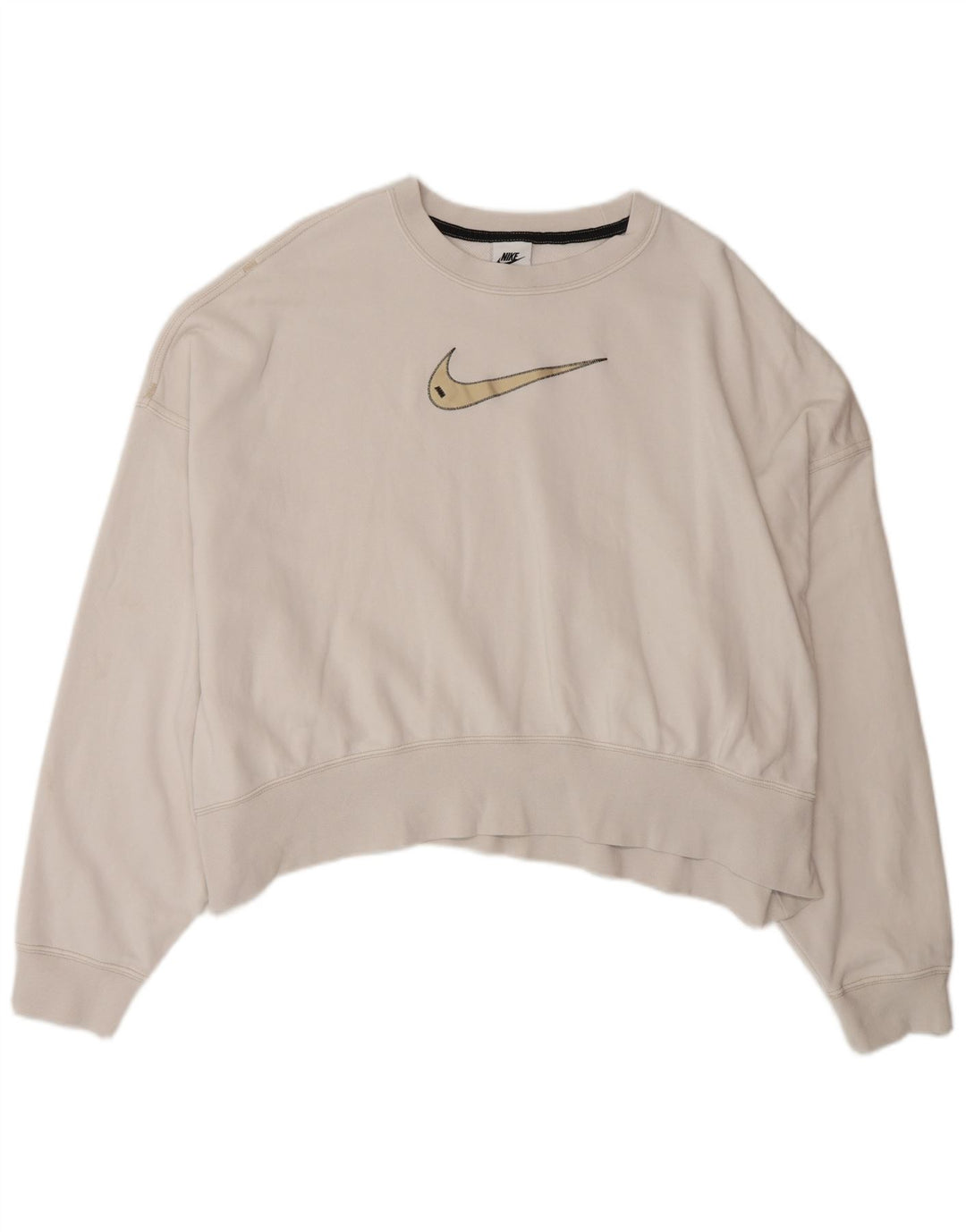 NIKE Sudadera extragrande con gráfico corto para mujer, talla 40, color blanco