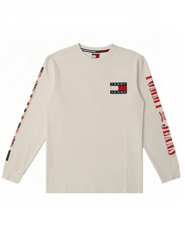 Tommy Hilfiger Top gráfico de manga larga para hombre XS Algodón blanco