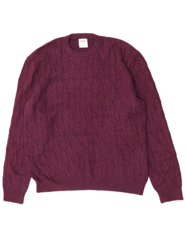 Marks & Spencer Jersey de Cuello Redondo para Hombre XL Poliamida Morado
