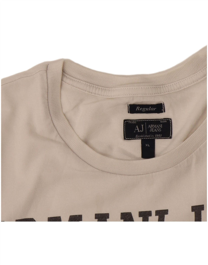 Armani Jeans Hombre Regular Graphic Camiseta Top XL Blanco