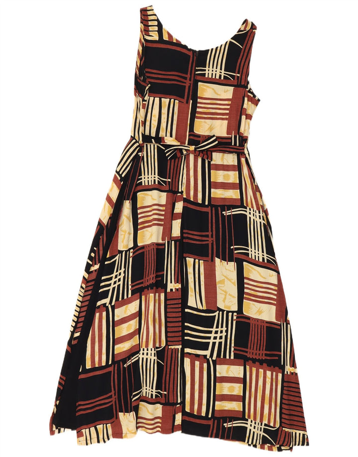 No Problem Vestido acampanado sin mangas para mujer UK 40 XL Viscosa patchwork marrón