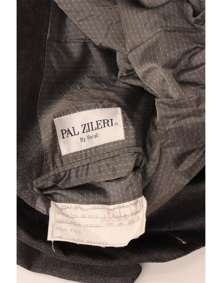 Pal Zileri Chaqueta tipo blazer con doble botonadura para hombre IT 50 Large Grey Chevron Silk
