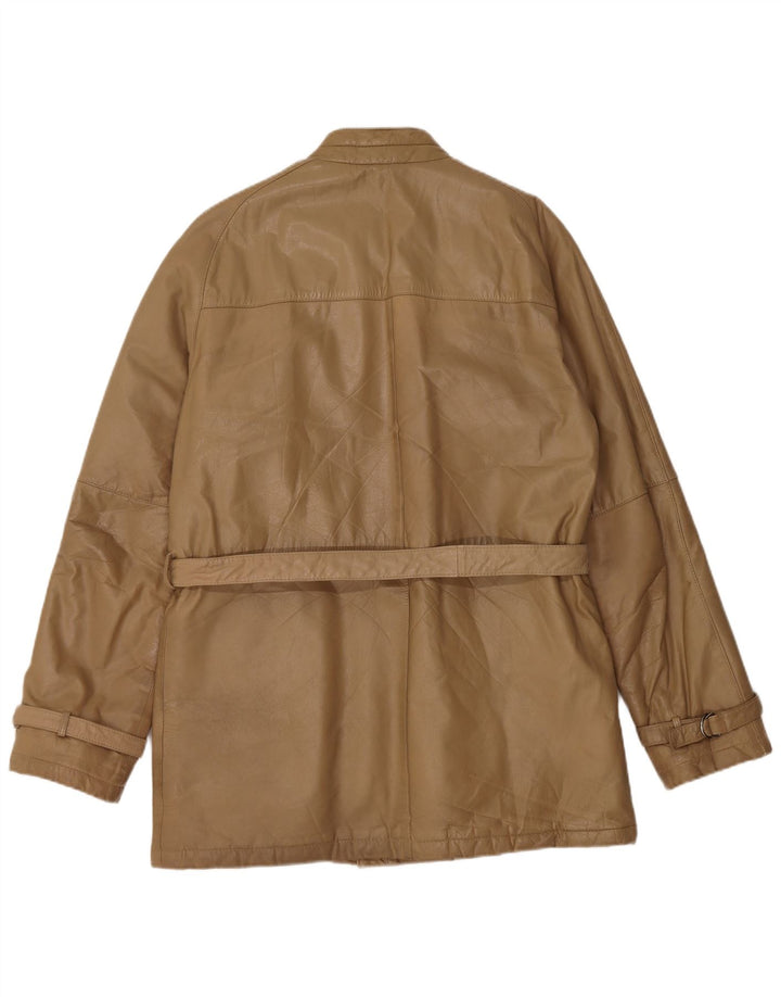 Chaqueta de cuero vintage para hombre IT 48 Cuero beige medio