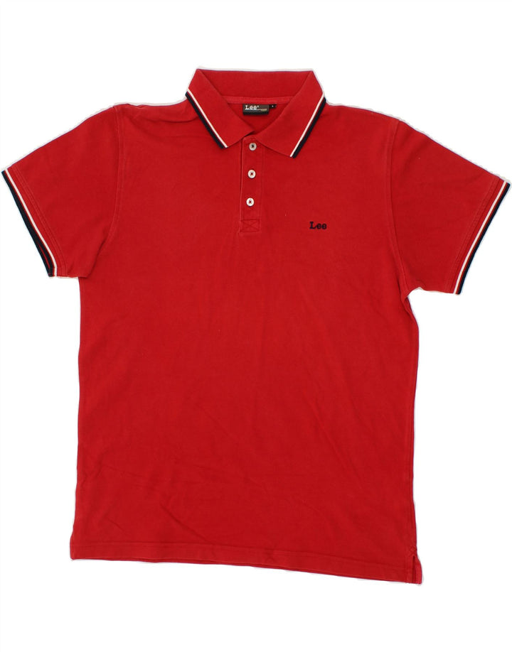 LEE Mens Polo Shirt Large Red Cotton Vintage Lee and Second-Hand Lee from Messina Hembry 