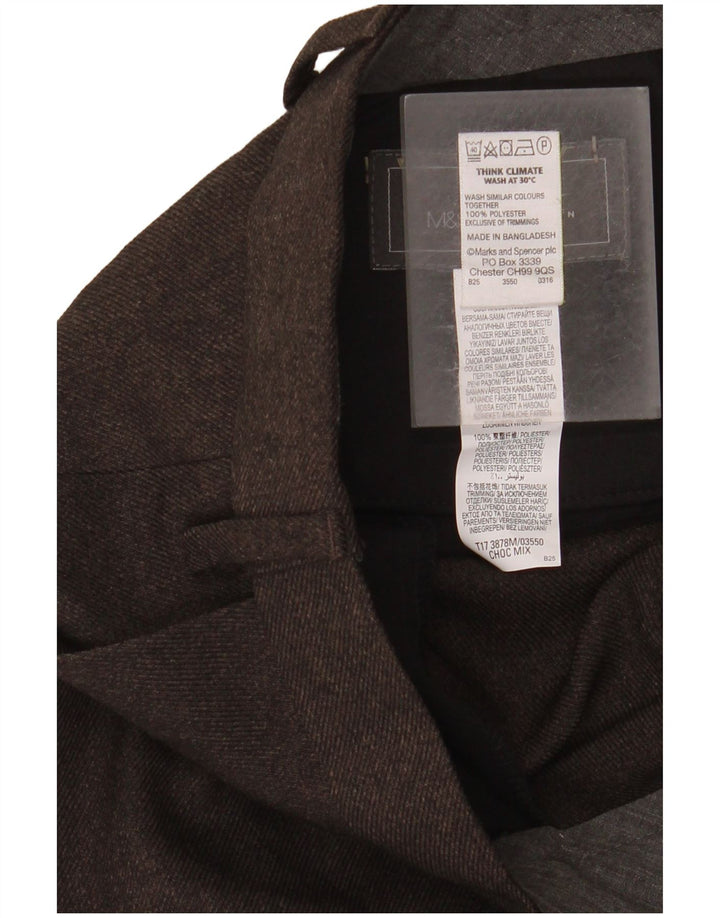 Marks & Spencer Pantalón de traje de corte regular para hombre W44 L33 Poliéster marrón