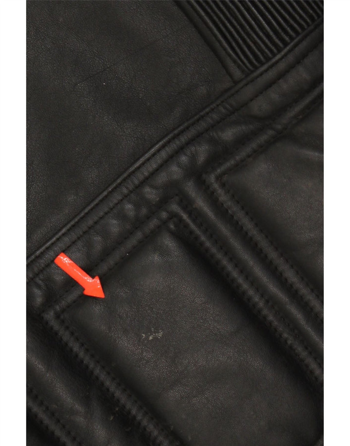 Vintage hombres motocicleta cuero biker chaqueta Reino Unido 36 pequeño cuero negro