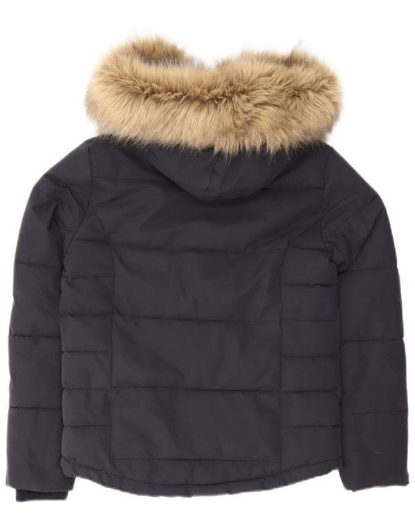 Jack Wills Chaqueta acolchada con capucha para mujer UK 8 Small Azul marino