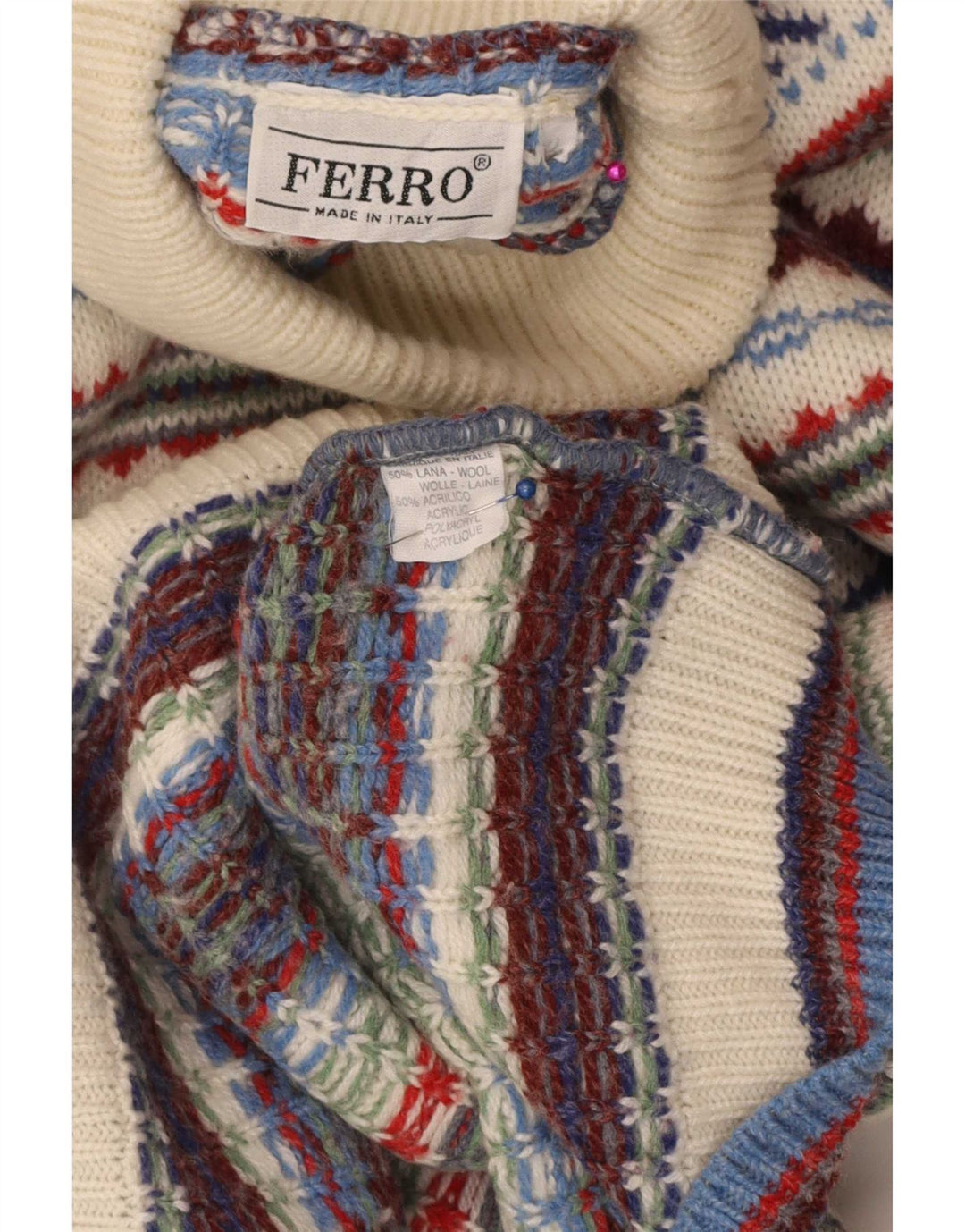 Ferro Jersey con cuello vuelto para hombre XL Lana Fair Isle multicolor