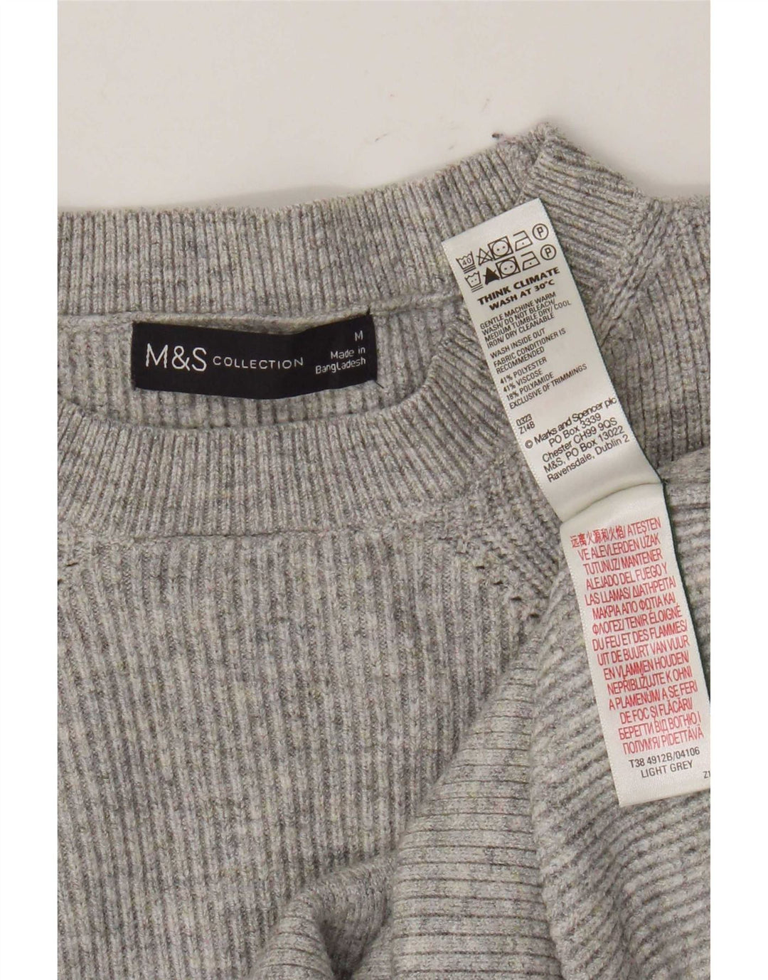 Marks & Spencer - Jersey de cuello redondo para mujer, talla 40, color gris medio moteado