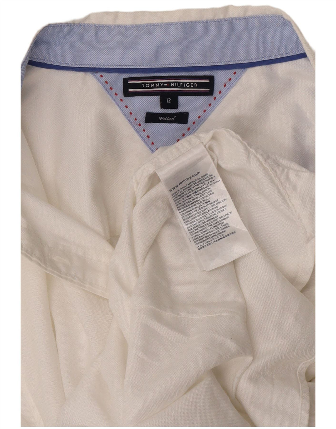 Tommy Hilfiger Camisa elástica para mujer US 12 Grande Algodón blanco