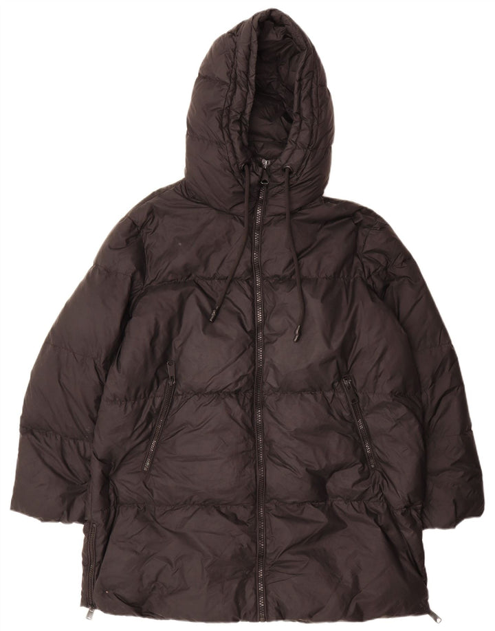 Zara Mujer Abrigo Acolchado Extragrande Con Capucha UK 40 Small Poliamida Negra