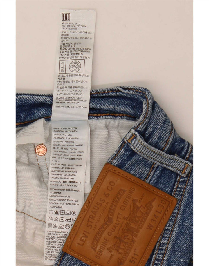 Levi's Hombre 511 Slim Jeans W34 L30 Algodón Azul