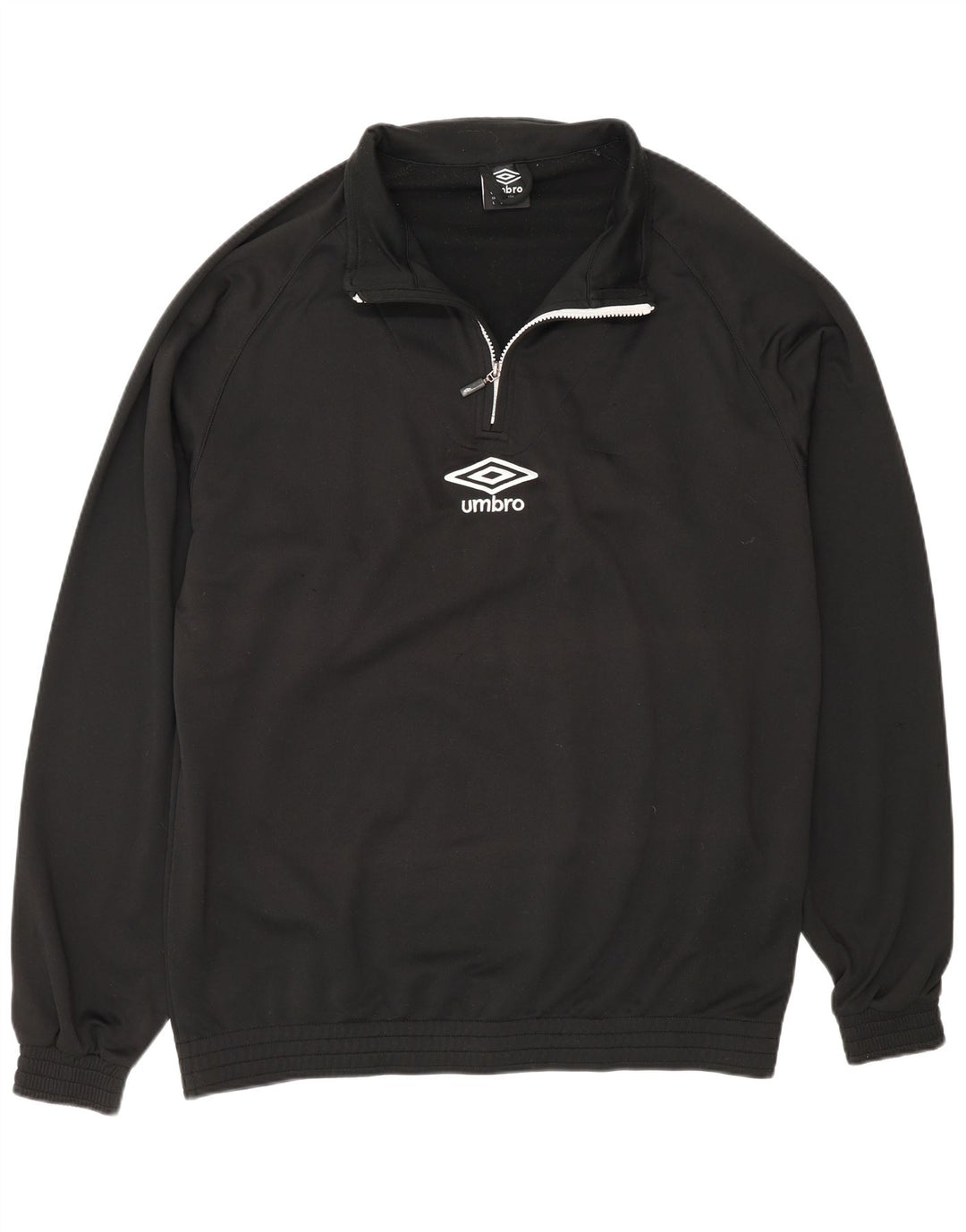 Umbro Hombre Zip Neck Jersey Chándal Top Grande Poliéster Negro