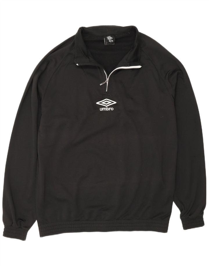 Umbro Hombre Zip Neck Jersey Chándal Top Grande Poliéster Negro