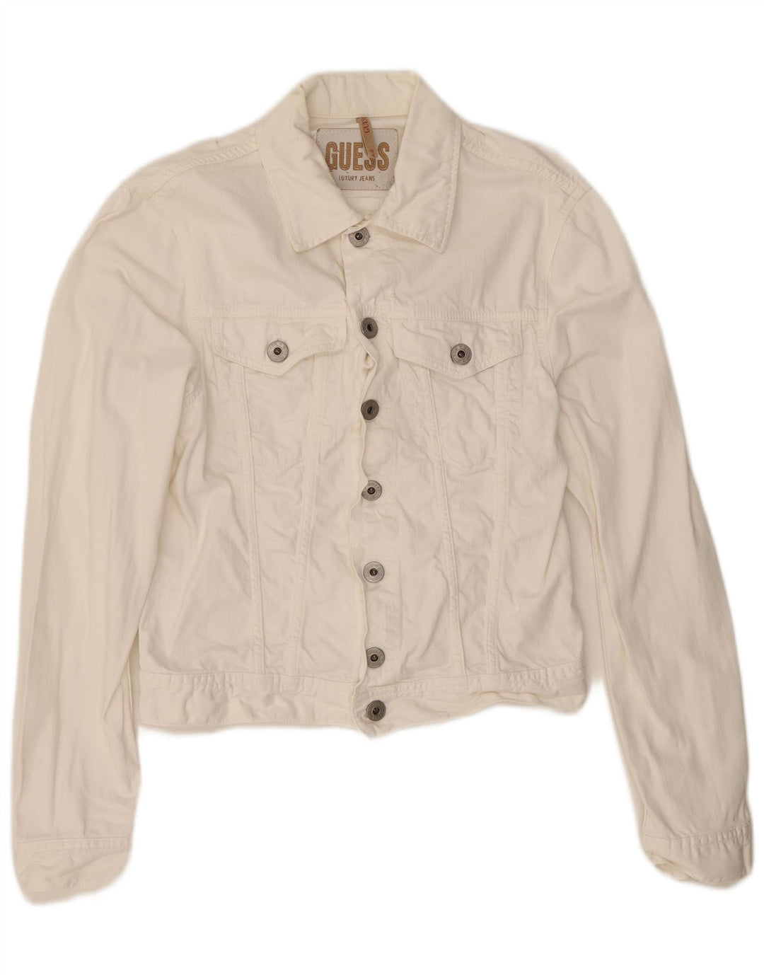 Guess Chaqueta Vaquera para Mujer UK 44 Algodón Blanco Mediano