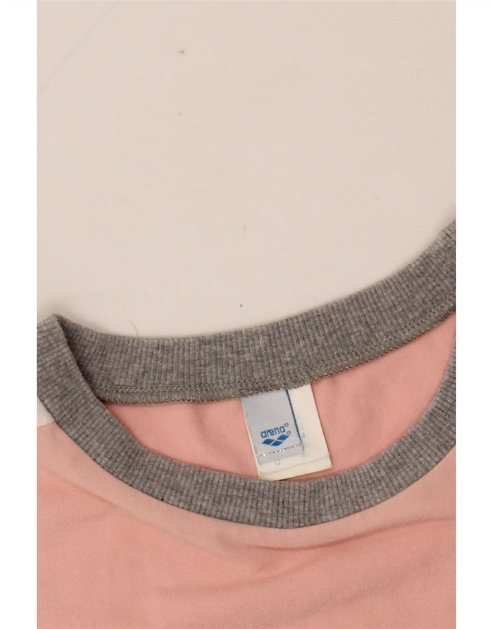 ARENA Camiseta corta con gráfico para mujer UK 44 Algodón con bloques de color rosa medio