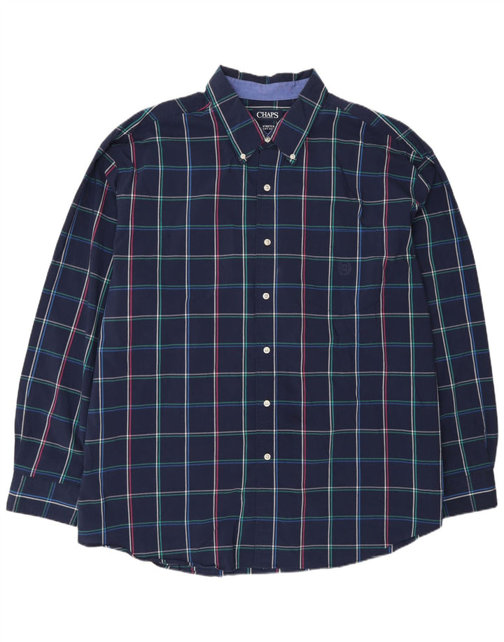 Chaps Camisa elástica para hombre 3XL Algodón a cuadros azul marino