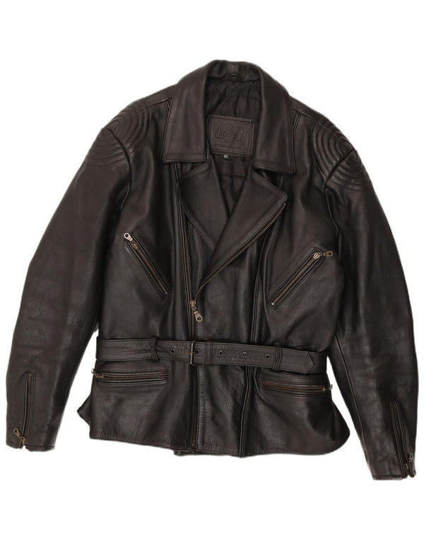 Louis Chaqueta motera de cuero para hombre UK 42 XL Cuero negro