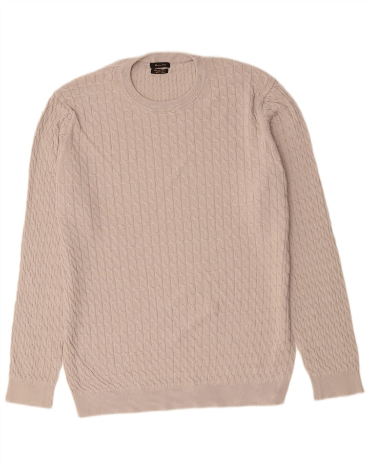 Massimo Dutti Jersey Cuello Redondo Hombre XL Gris Algodón